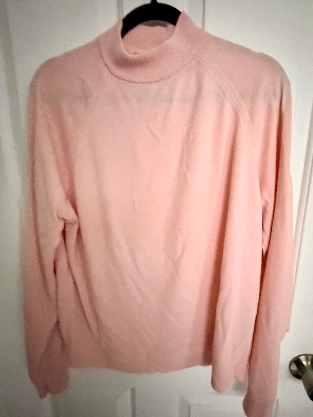 Blush Pink Mock Neck Sweater Soft Knit Minimalist Cozy Size L